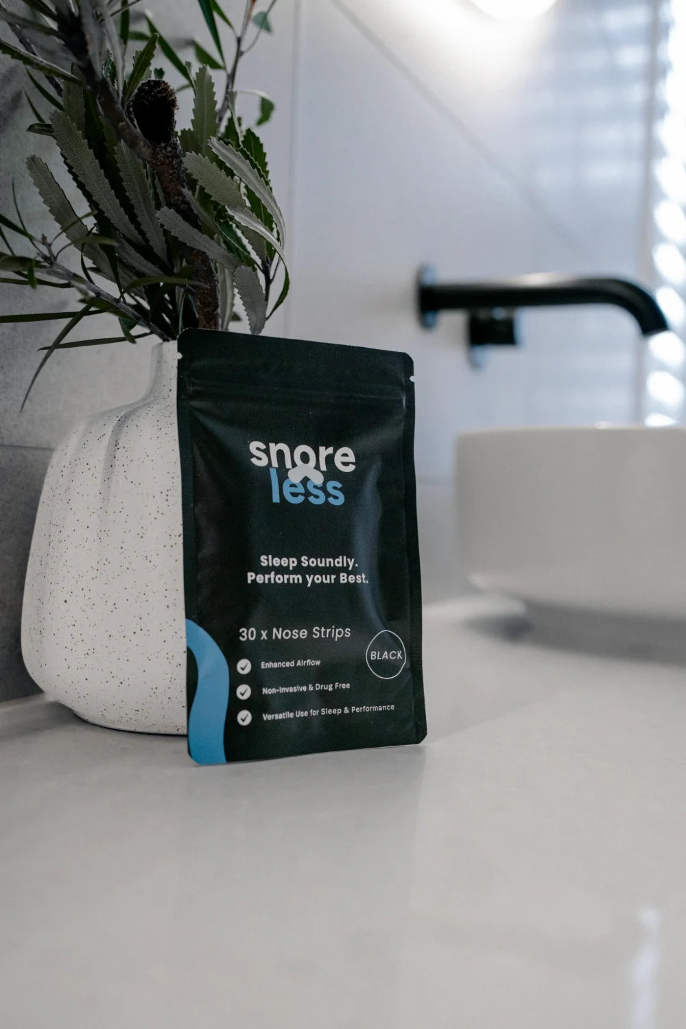 Snore Less Snoring Nose Strips Pack of 30 in Black